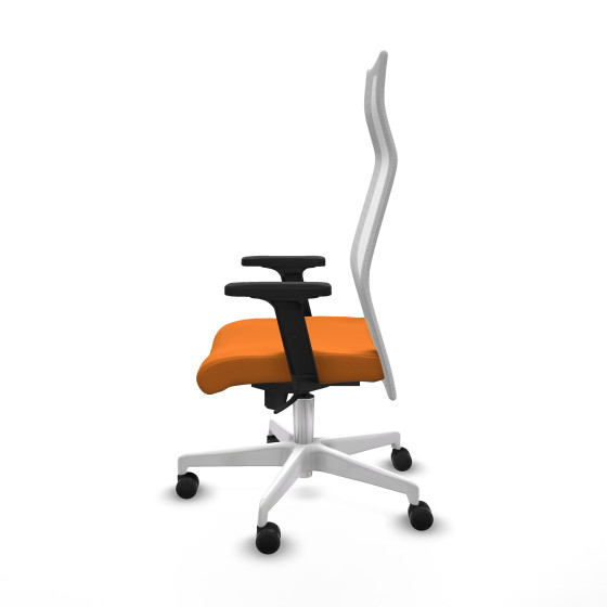 Albacete malla sincro malla blanca similpiel naranja brazos 2D base blanca ruedas 65 mm nailon