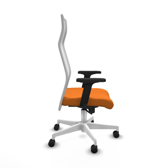 Albacete malla sincro malla blanca similpiel naranja brazos 2D base blanca ruedas 65 mm nailon