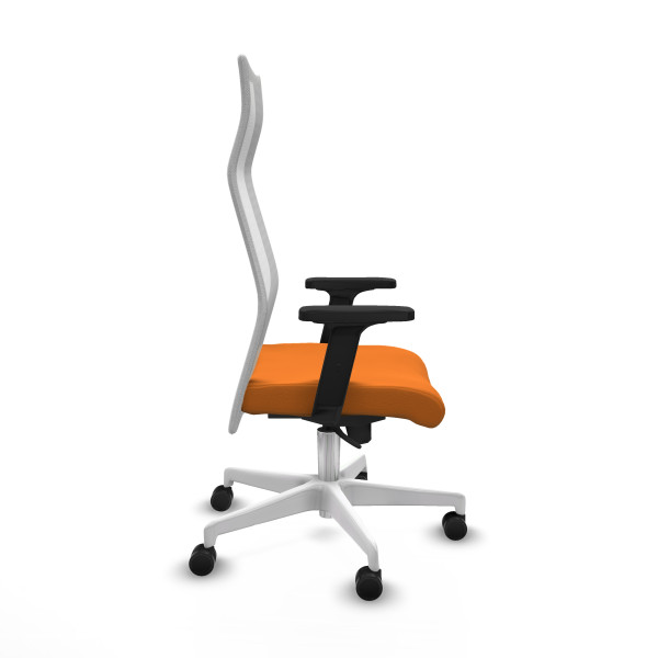 Albacete malla sincro malla blanca similpiel naranja brazos 2D base blanca ruedas 65 mm nailon
