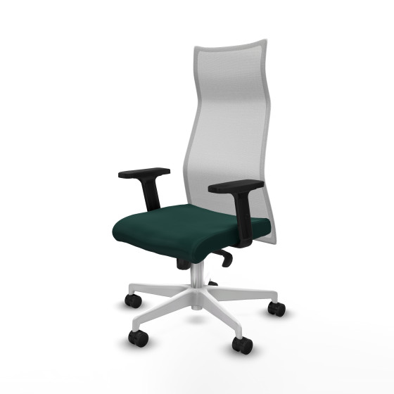 Albacete malla sincro malla blanca similpiel verde botella brazos 2D base blanca ruedas 65 mm nailon