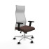Albacete malla sincro malla blanca similpiel marrón oscuro brazos 2D base blanca ruedas 65 mm nailon