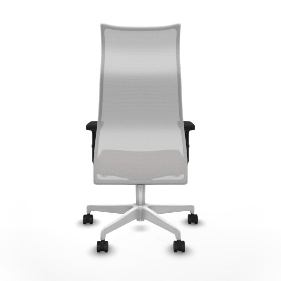Albacete malla sincro malla blanca similpiel marrón oscuro brazos 2D base blanca ruedas 65 mm nailon