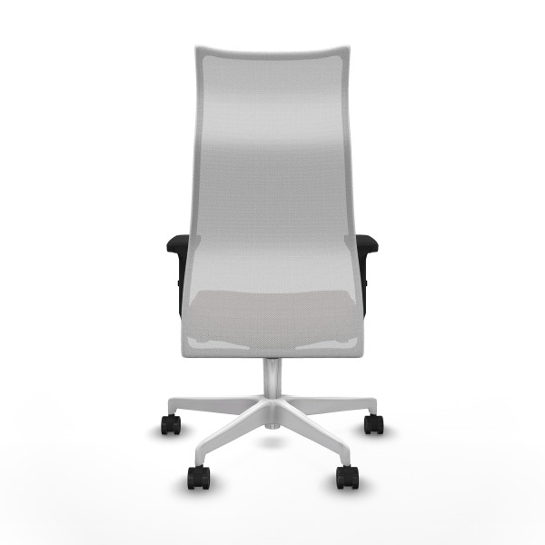 Albacete malla sincro malla blanca similpiel marrón oscuro brazos 2D base blanca ruedas 65 mm nailon