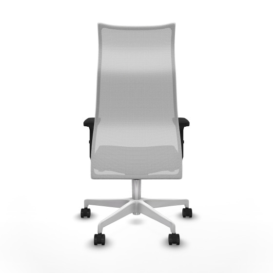Albacete malla sincro malla blanca similpiel gris oscuro brazos 2D base blanca ruedas 65 mm nailon