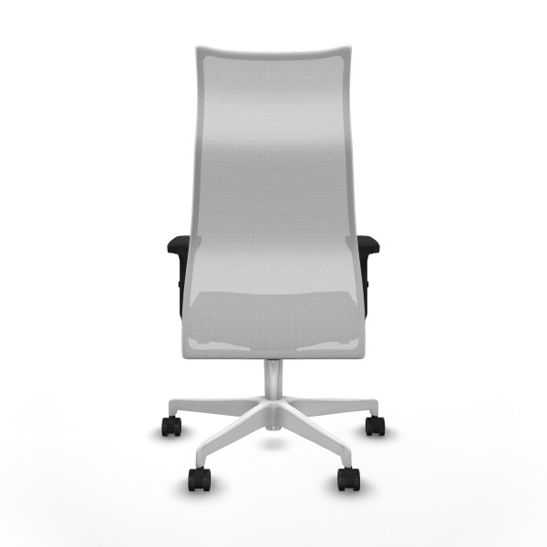 Albacete malla sincro malla blanca similpiel gris oscuro brazos 2D base blanca ruedas 65 mm nailon