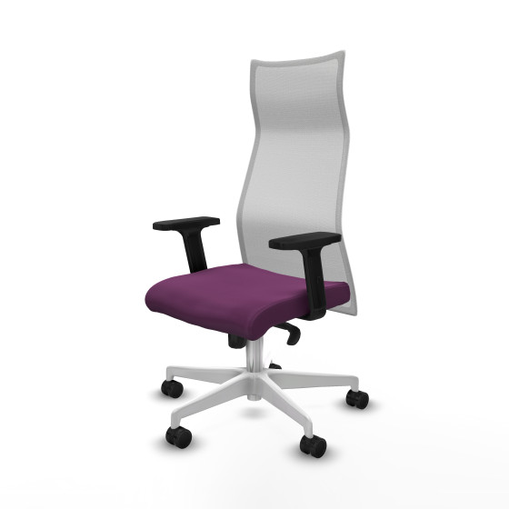 Albacete malla sincro malla blanca similpiel morado brazos 2D base blanca ruedas 65 mm nailon