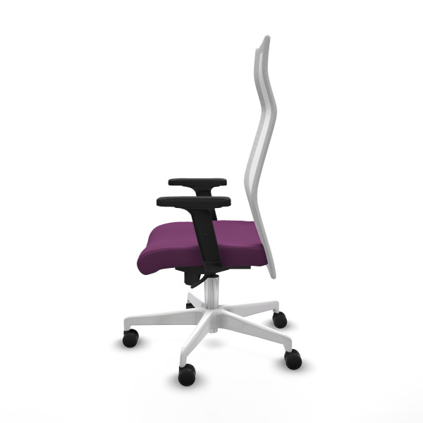 Albacete malla sincro malla blanca similpiel morado brazos 2D base blanca ruedas 65 mm nailon