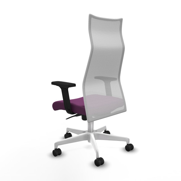 Albacete malla sincro malla blanca similpiel morado brazos 2D base blanca ruedas 65 mm nailon