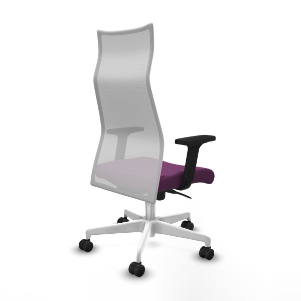Albacete malla sincro malla blanca similpiel morado brazos 2D base blanca ruedas 65 mm nailon
