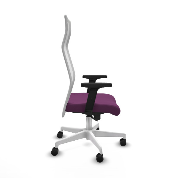 Albacete malla sincro malla blanca similpiel morado brazos 2D base blanca ruedas 65 mm nailon
