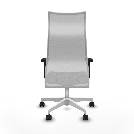 Albacete malla sincro malla blanca similpiel negro brazos 2D base blanca ruedas 65 mm nailon