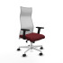 Albacete malla sincro malla blanca similpiel granate brazos 2D base blanca ruedas 65 mm nailon