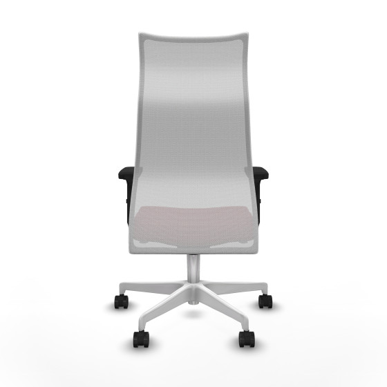 Albacete malla sincro malla blanca similpiel granate brazos 2D base blanca ruedas 65 mm nailon