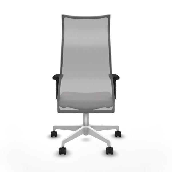 Albacete malla sincro malla gris similpiel blanco brazos 2D base blanca ruedas 65 mm nailon