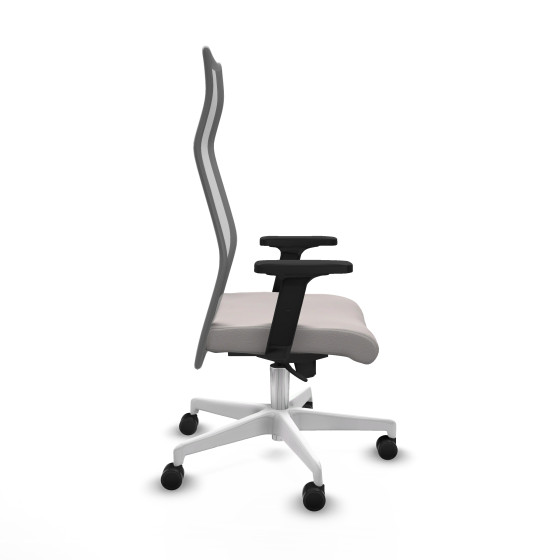 Albacete malla sincro malla gris similpiel blanco brazos 2D base blanca ruedas 65 mm nailon