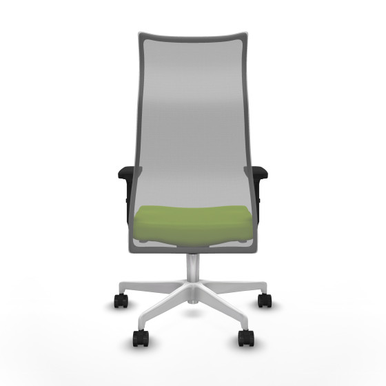 Albacete malla sincro malla gris similpiel pistacho brazos 2D base blanca ruedas 65 mm nailon
