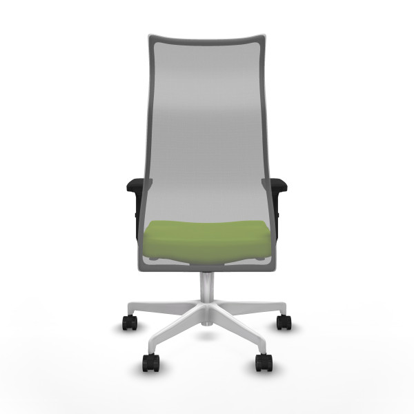 Albacete malla sincro malla gris similpiel pistacho brazos 2D base blanca ruedas 65 mm nailon