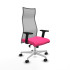 Albacete malla sincro malla gris similpiel rosa brazos 2D base blanca ruedas 65 mm nailon