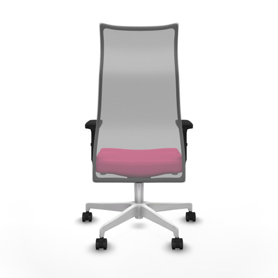 Albacete malla sincro malla gris similpiel rosa brazos 2D base blanca ruedas 65 mm nailon