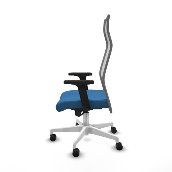 Albacete malla sincro malla gris similpiel azul claro brazos 2D base blanca ruedas 65 mm nailon