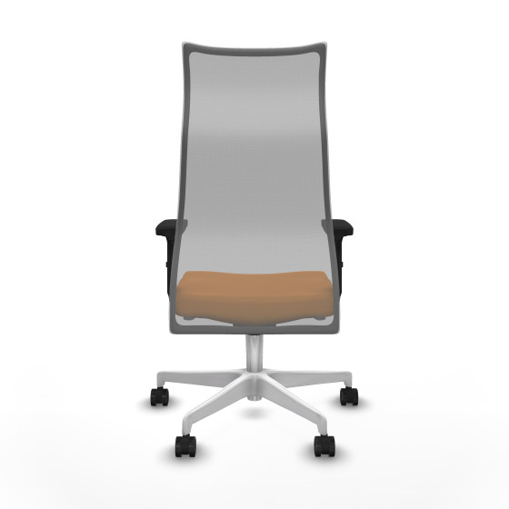 Albacete malla sincro malla gris similpiel naranja brazos 2D base blanca ruedas 65 mm nailon