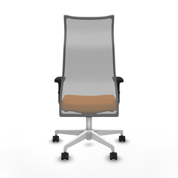 Albacete malla sincro malla gris similpiel naranja brazos 2D base blanca ruedas 65 mm nailon