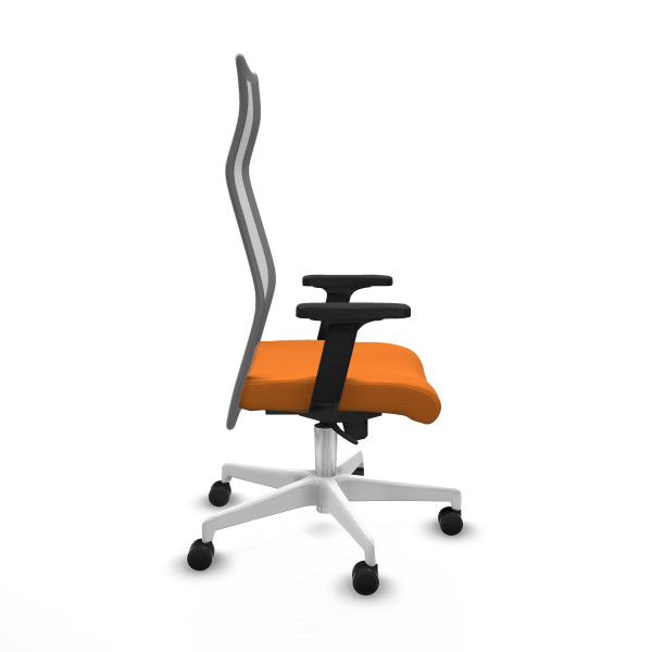 Albacete malla sincro malla gris similpiel naranja brazos 2D base blanca ruedas 65 mm nailon