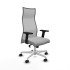 Albacete malla sincro malla gris similpiel gris claro brazos 2D base blanca ruedas 65 mm nailon