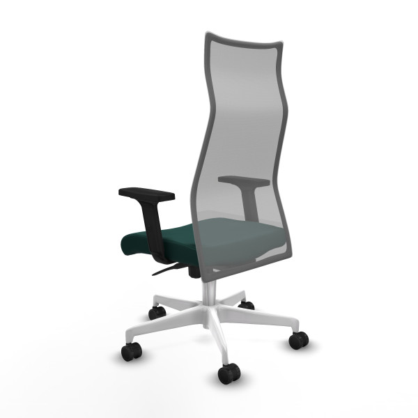 Albacete malla sincro malla gris similpiel verde botella brazos 2D base blanca ruedas 65 mm nailon