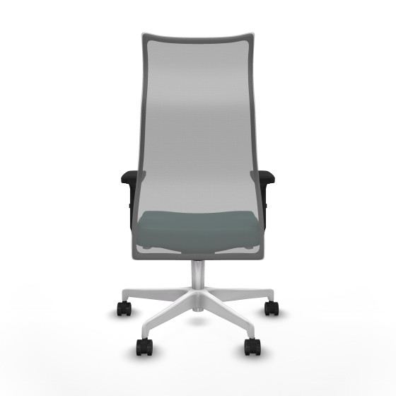 Albacete malla sincro malla gris similpiel verde botella brazos 2D base blanca ruedas 65 mm nailon