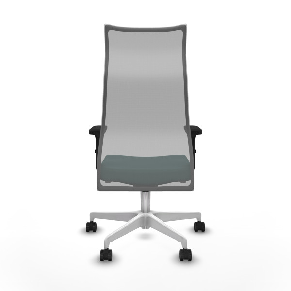 Albacete malla sincro malla gris similpiel verde botella brazos 2D base blanca ruedas 65 mm nailon