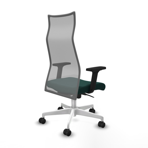 Albacete malla sincro malla gris similpiel verde botella brazos 2D base blanca ruedas 65 mm nailon