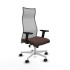 Albacete malla sincro malla gris similpiel marrón oscuro brazos 2D base blanca ruedas 65 mm nailon