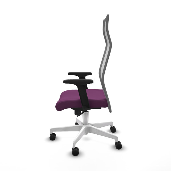 Albacete malla sincro malla gris similpiel morado brazos 2D base blanca ruedas 65 mm nailon