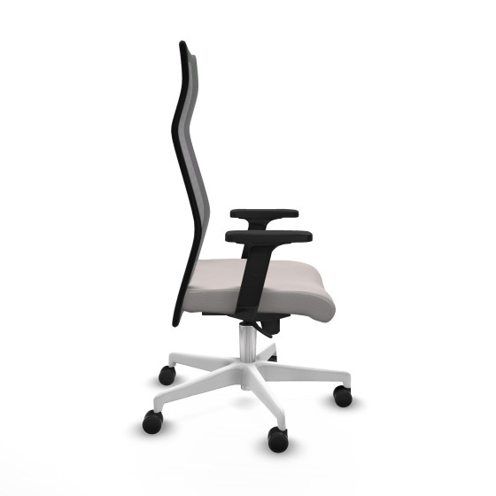 Albacete malla sincro malla negra similpiel blanco brazos 2D base blanca ruedas 65 mm nailon
