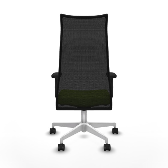 Albacete malla sincro malla negra similpiel pistacho brazos 2D base blanca ruedas 65 mm nailon
