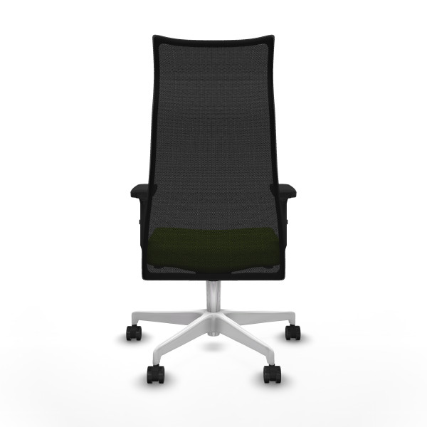 Albacete malla sincro malla negra similpiel pistacho brazos 2D base blanca ruedas 65 mm nailon