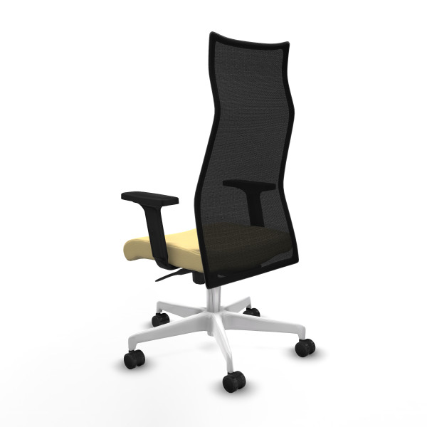 Albacete malla sincro malla negra similpiel crema brazos 2D base blanca ruedas 65 mm nailon