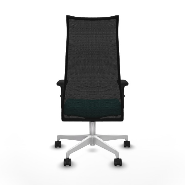 Albacete malla sincro malla negra similpiel turquesa brazos 2D base blanca ruedas 65 mm nailon