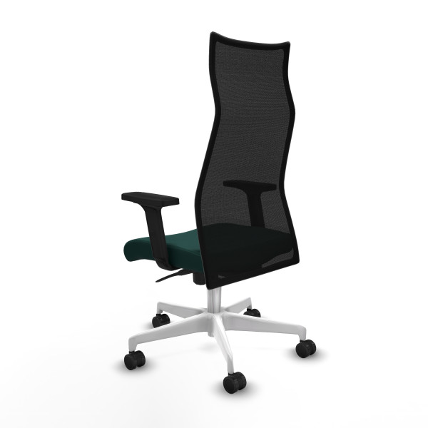 Albacete malla sincro malla negra similpiel verde botella brazos 2D base blanca ruedas 65 mm nailon