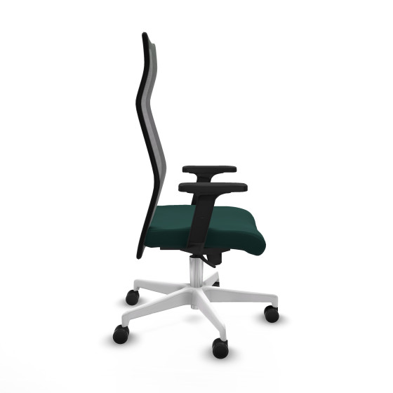 Albacete malla sincro malla negra similpiel verde botella brazos 2D base blanca ruedas 65 mm nailon