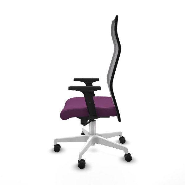 Albacete malla sincro malla negra similpiel morado brazos 2D base blanca ruedas 65 mm nailon