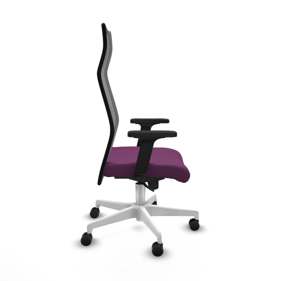 Albacete malla sincro malla negra similpiel morado brazos 2D base blanca ruedas 65 mm nailon