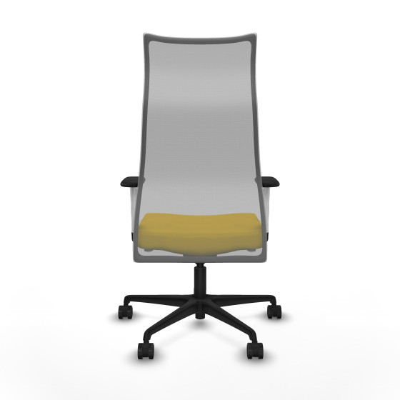 Albacete malla sincro malla gris bali amarillo brazos blancos base nailon ruedas 65 mm nailon