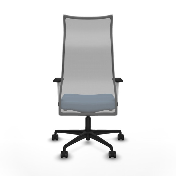 Albacete malla sincro malla gris bali azul cielo brazos blancos base nailon ruedas 65 mm nailon