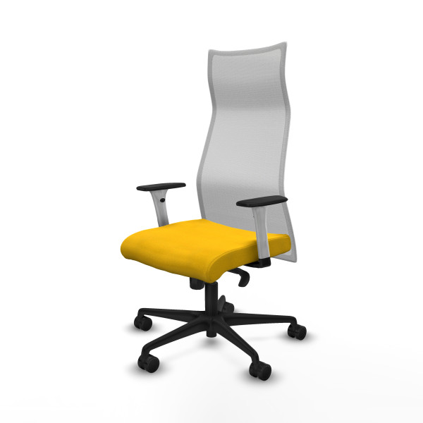 Albacete malla sincro malla blanca bali amarillo brazos blancos base nailon ruedas 65 mm nailon