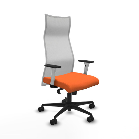 Albacete malla sincro malla blanca bali naranja brazos blancos base nailon ruedas 65 mm nailon