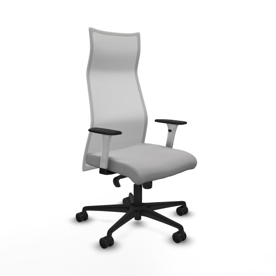 Albacete malla sincro malla blanca bali gris claro brazos blancos base nailon ruedas 65 mm nailon