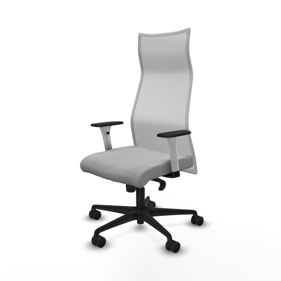 Albacete malla sincro malla blanca bali gris claro brazos blancos base nailon ruedas 65 mm nailon