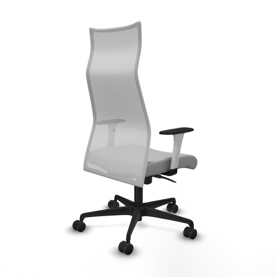 Albacete malla sincro malla blanca bali gris claro brazos blancos base nailon ruedas 65 mm nailon